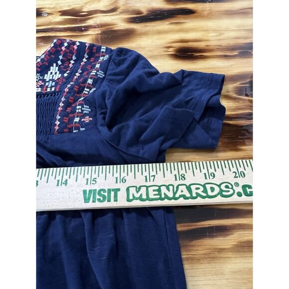 Knox Rose Peasant Blouse Embroidered Short Sleeve Dark Blue Size XS Hippie NWT - Picture 4 of 13